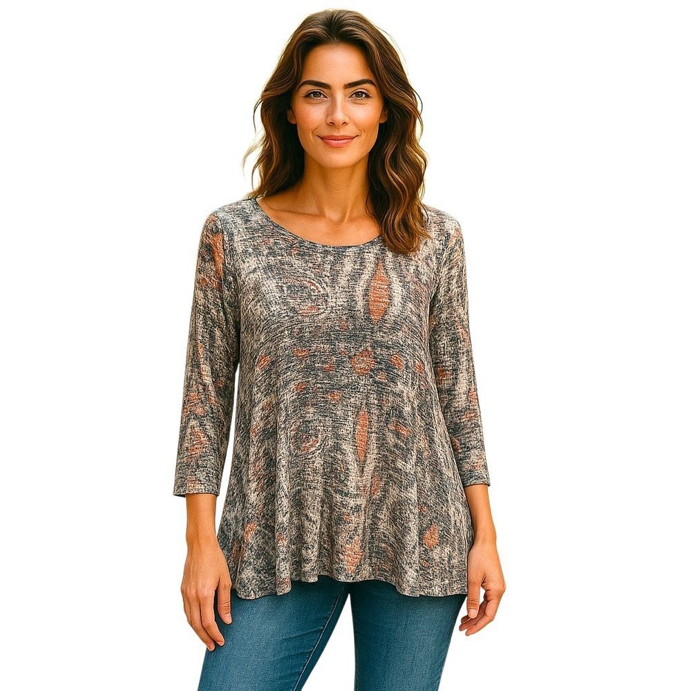 Cha Cha Vente Paisley Scoop Neck Tunic Top XL